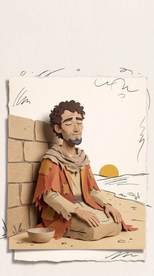 The Faith of Bartimaeus, paper collage scene