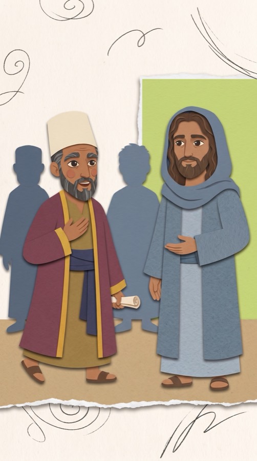 The Way of the Disciple, paper collage scene
