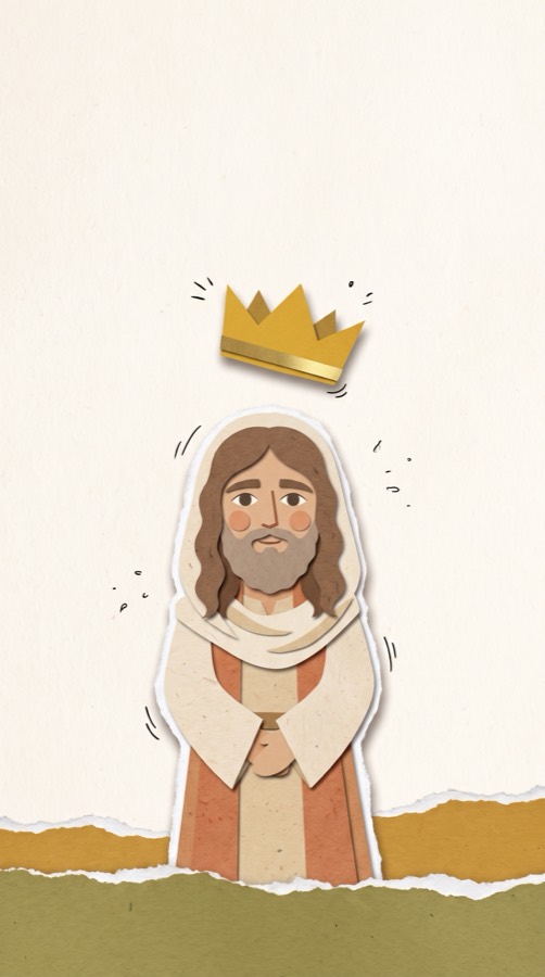 The Confession of Peter, paper collage scene