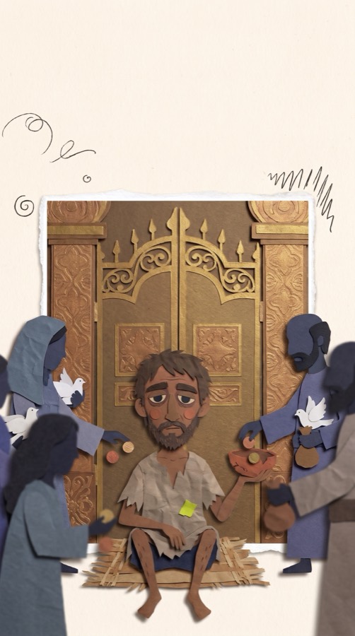 Look at Us, paper collage scene