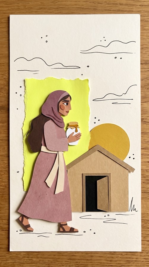 The Alabaster Jar, paper collage scene