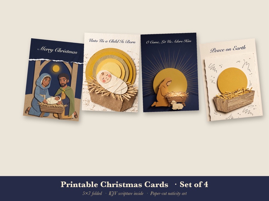 Christmas Card Printable (Set of 4)