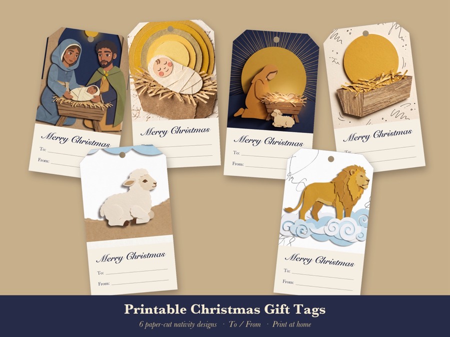 Christmas Gift Tags Printable (6 Designs)