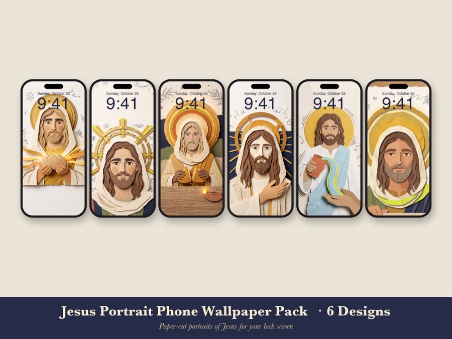 Jesus Portrait Phone Wallpaper Pack (6)